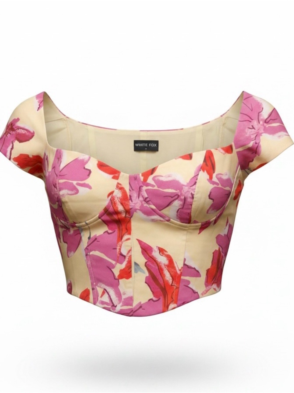Cream Floral Off-Shoulder Corset Top